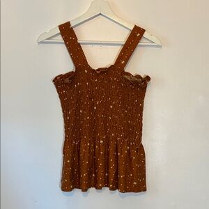 Sweet Rain Rust Floral Smocked Blouse